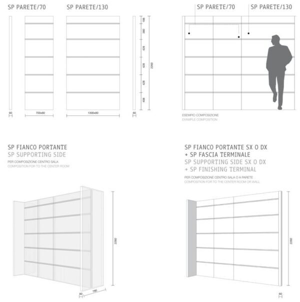 MOD. STARK SP PARETE/WALL 70 - STARK SP PARETE/WALL 130